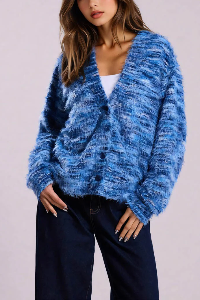 Color Blocked V Neck Cardigan - Image 8