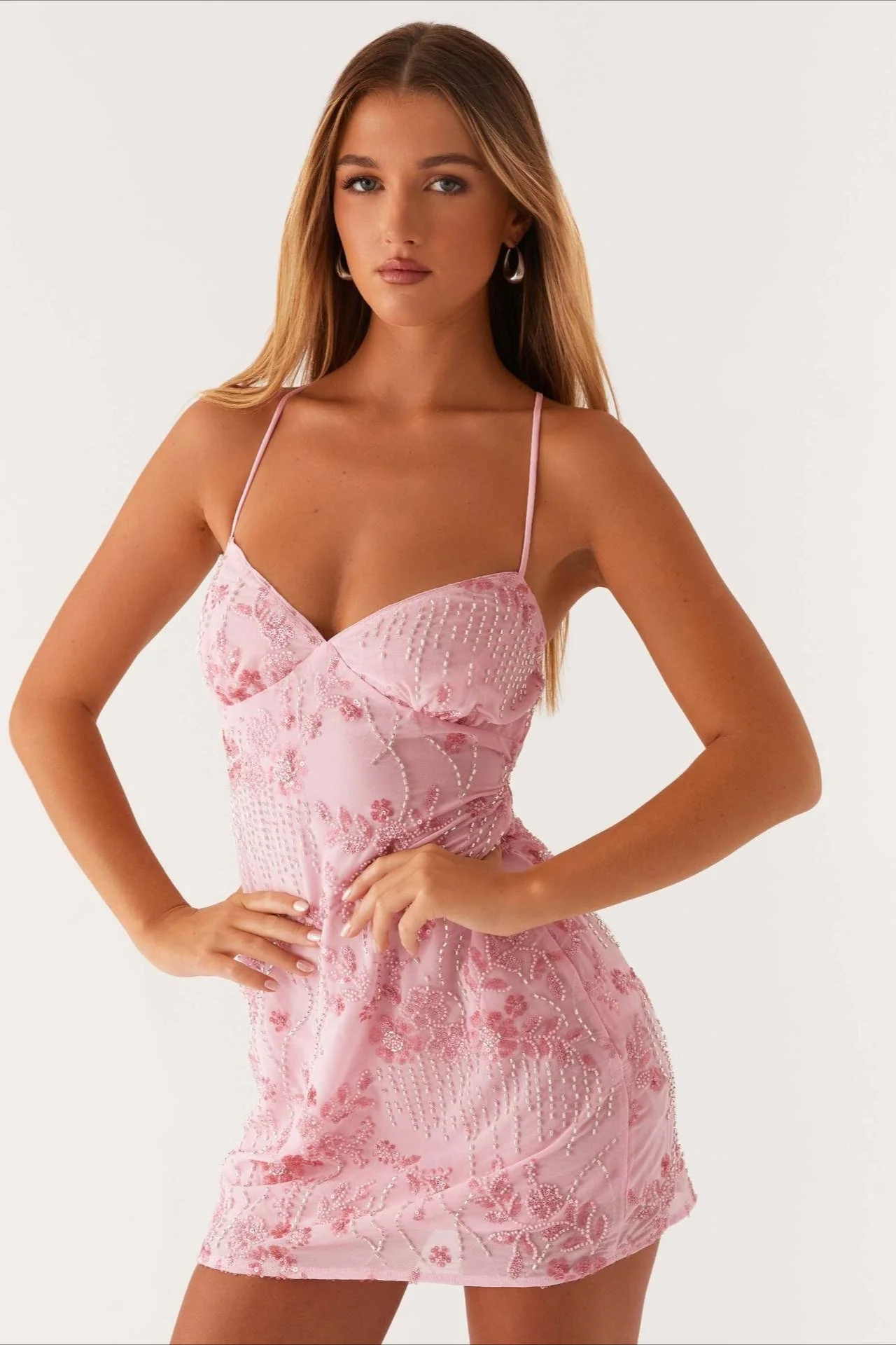 Colorful Beaded Back Tie Cocktail Dress - Image 13