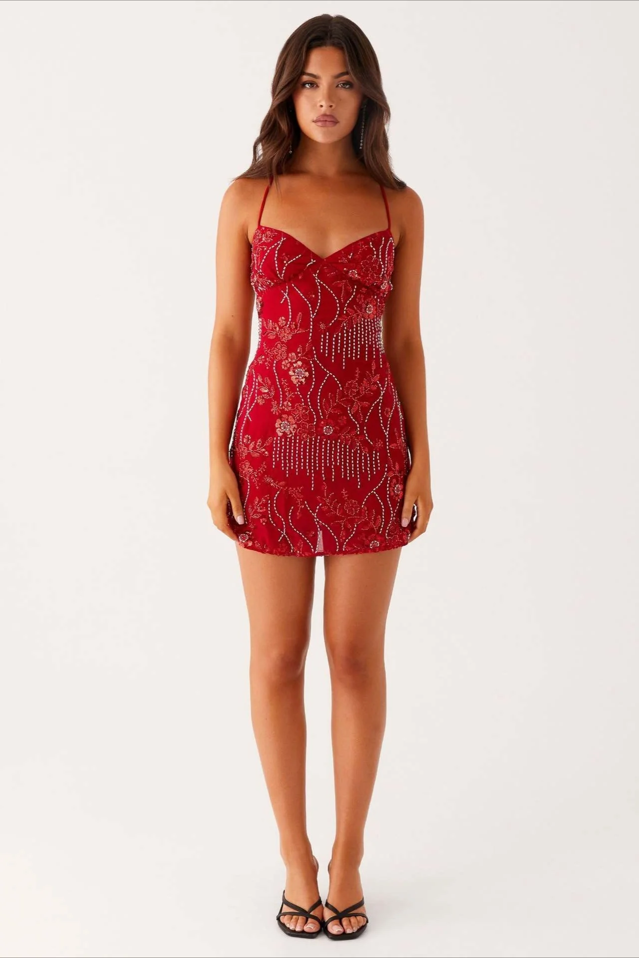 Colorful Beaded Back Tie Cocktail Dress - Image 16