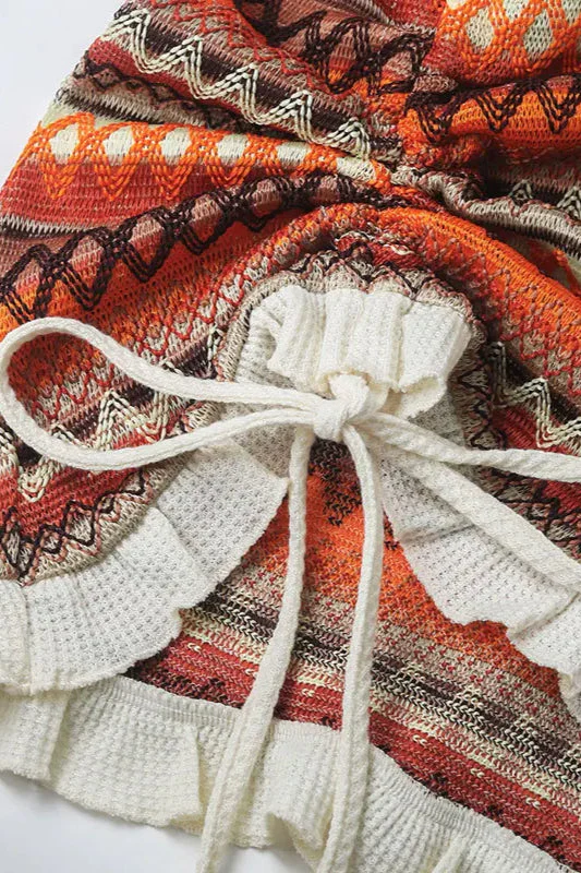 Colorful Strappy Knit Boho Dress - Image 15