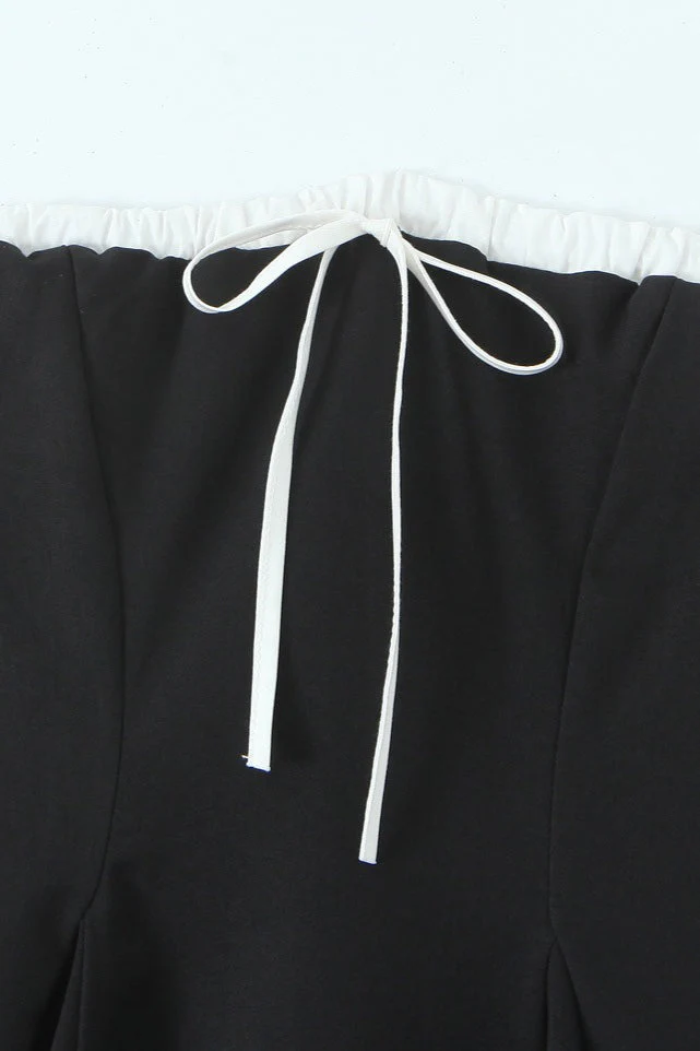 Contrast Bustier Lace-up Back Cocktail Dress - Image 3