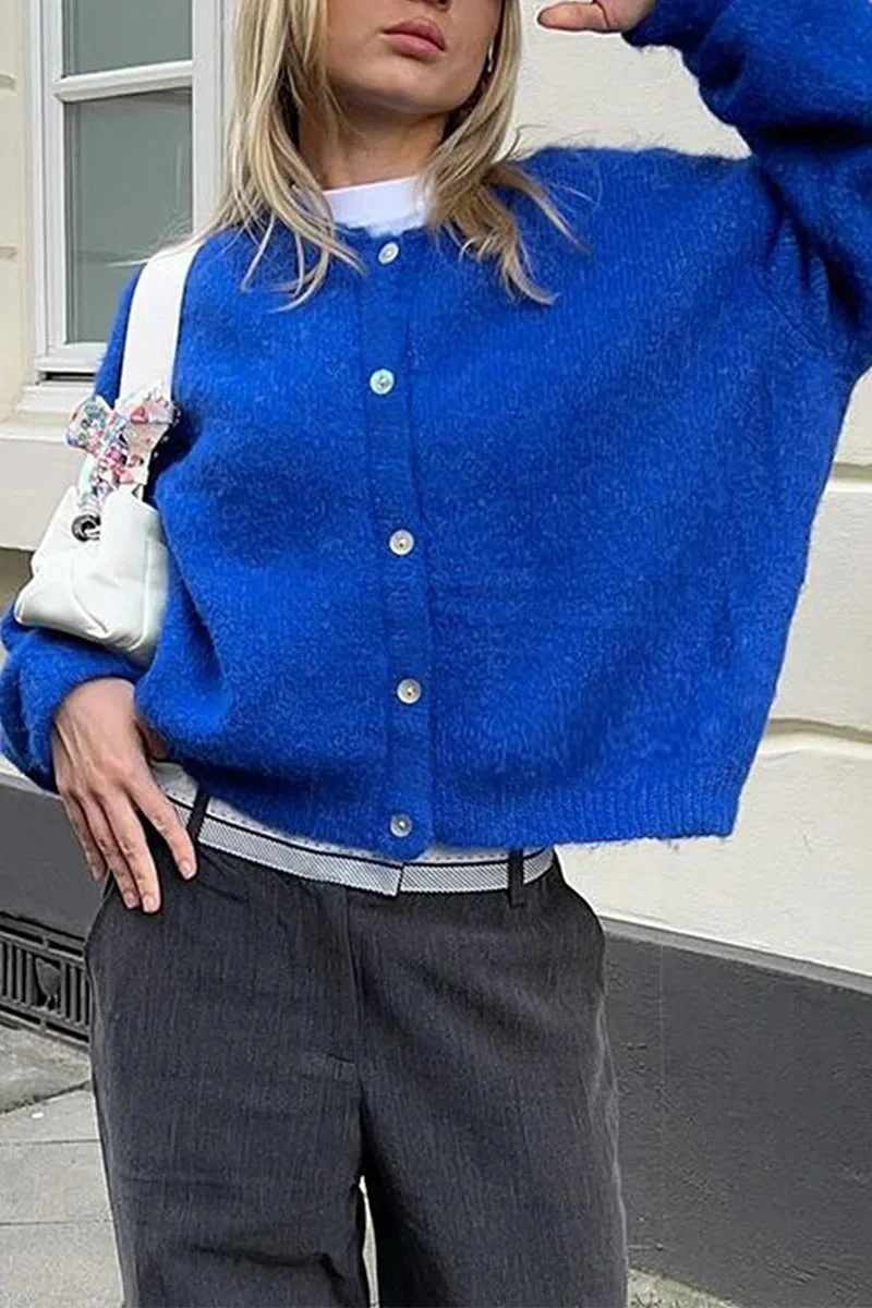 Cropped Knit Button Cardigan - Image 5