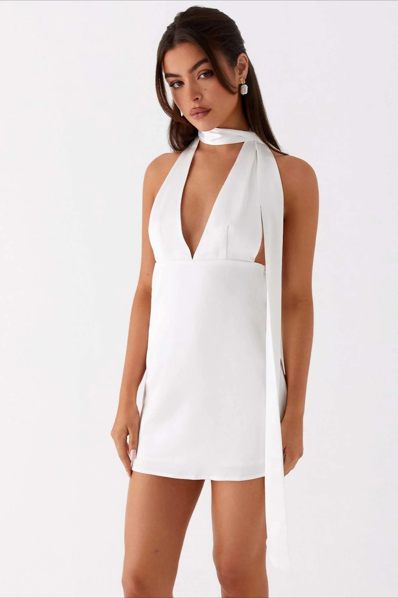 Deep V Backless Ribbon Cocktail Dress - Image 14