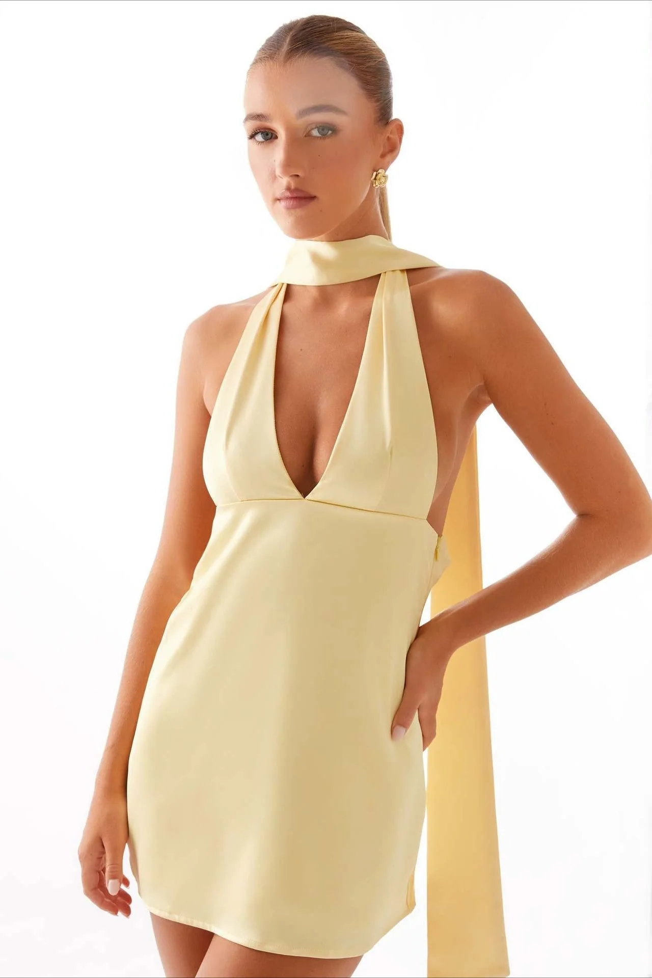 Deep V Backless Ribbon Cocktail Dress - Image 20