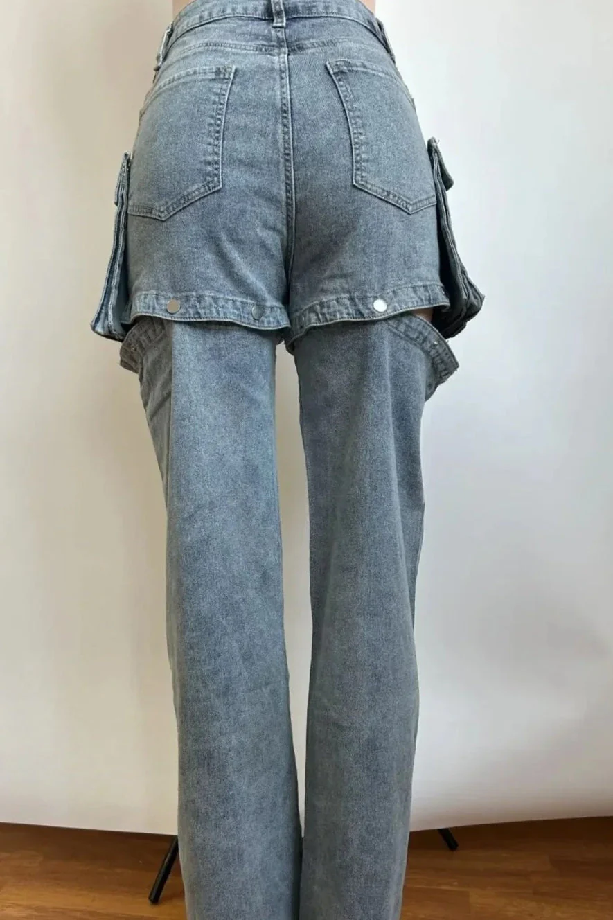 Detachable High Waist Wide Leg Jeans - Image 4