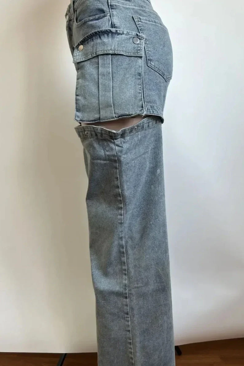 Detachable High Waist Wide Leg Jeans - Image 9