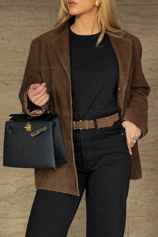 Distressed Suede Relaxed Fit Jacket