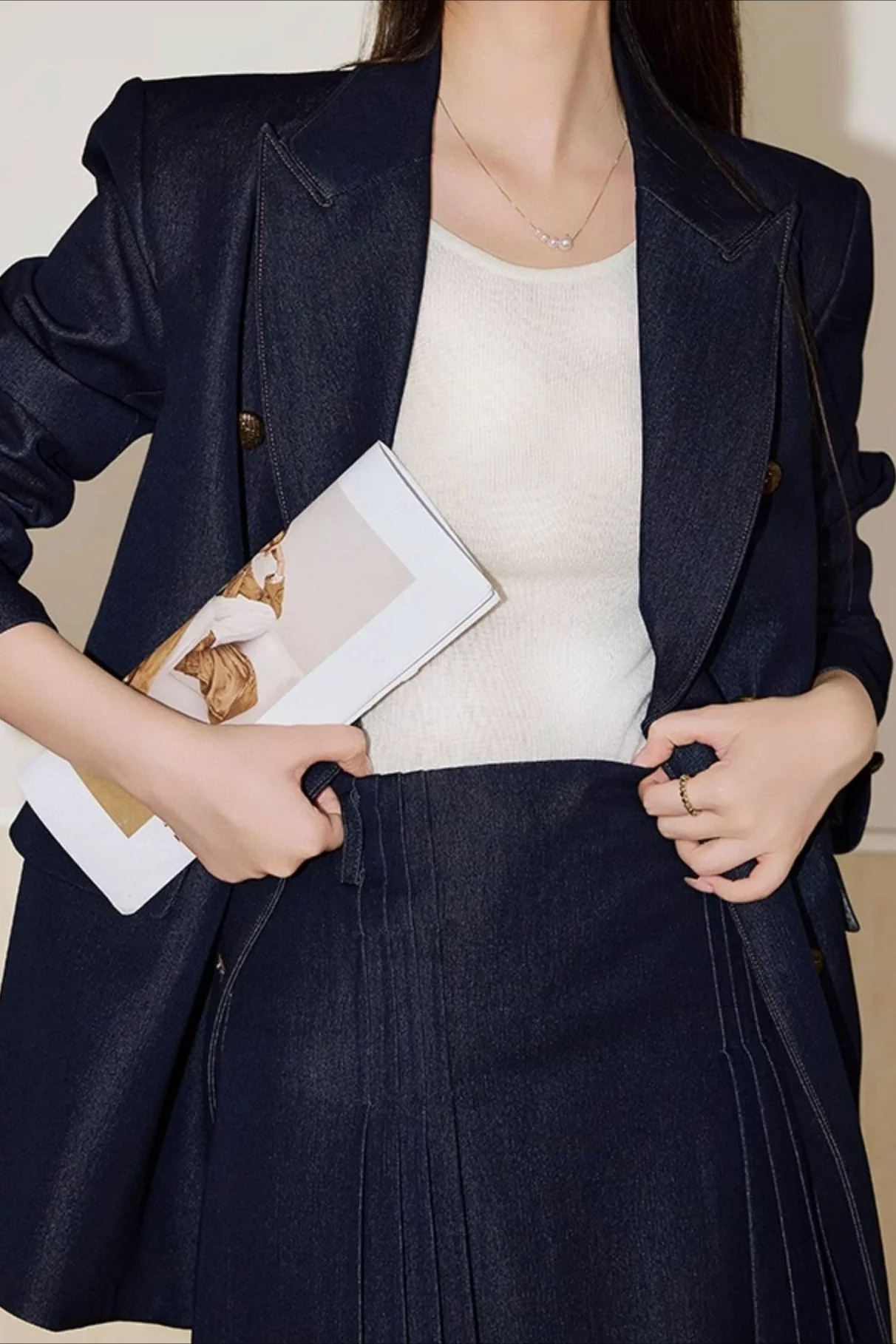 Double Breasted Twill Blazer - Image 5