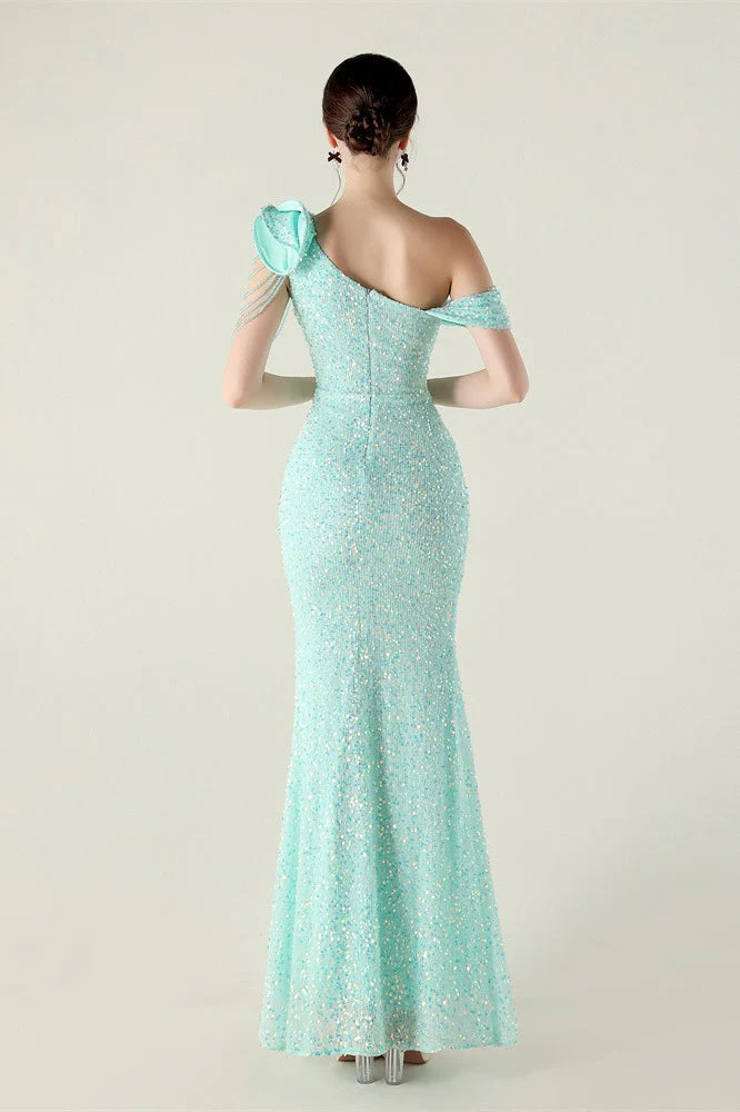 Draped One Shoulder Ruffle Formal Dress - Image 24