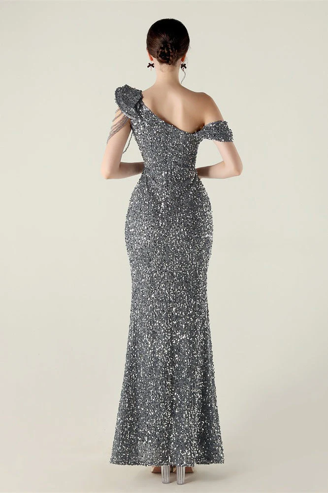 Draped One Shoulder Ruffle Formal Dress - Image 30
