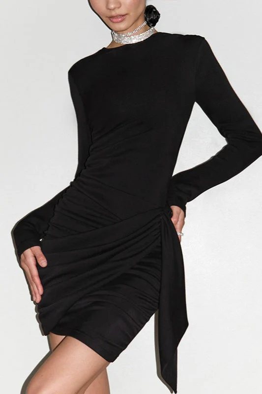 Draped Side Ruching High Waist Cocktail Dress - Image 5