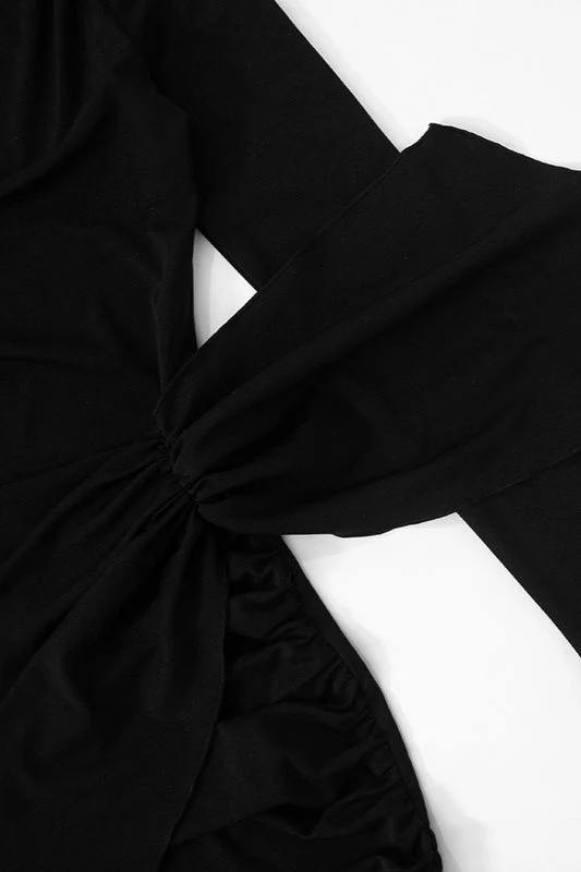 Draped Side Ruching High Waist Cocktail Dress - Image 9