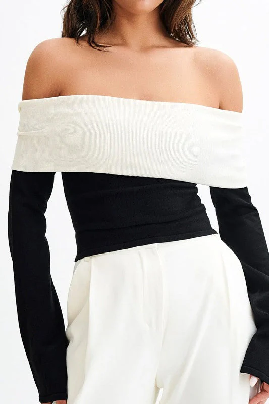 Elegant Off Shoulder Knit Sweater