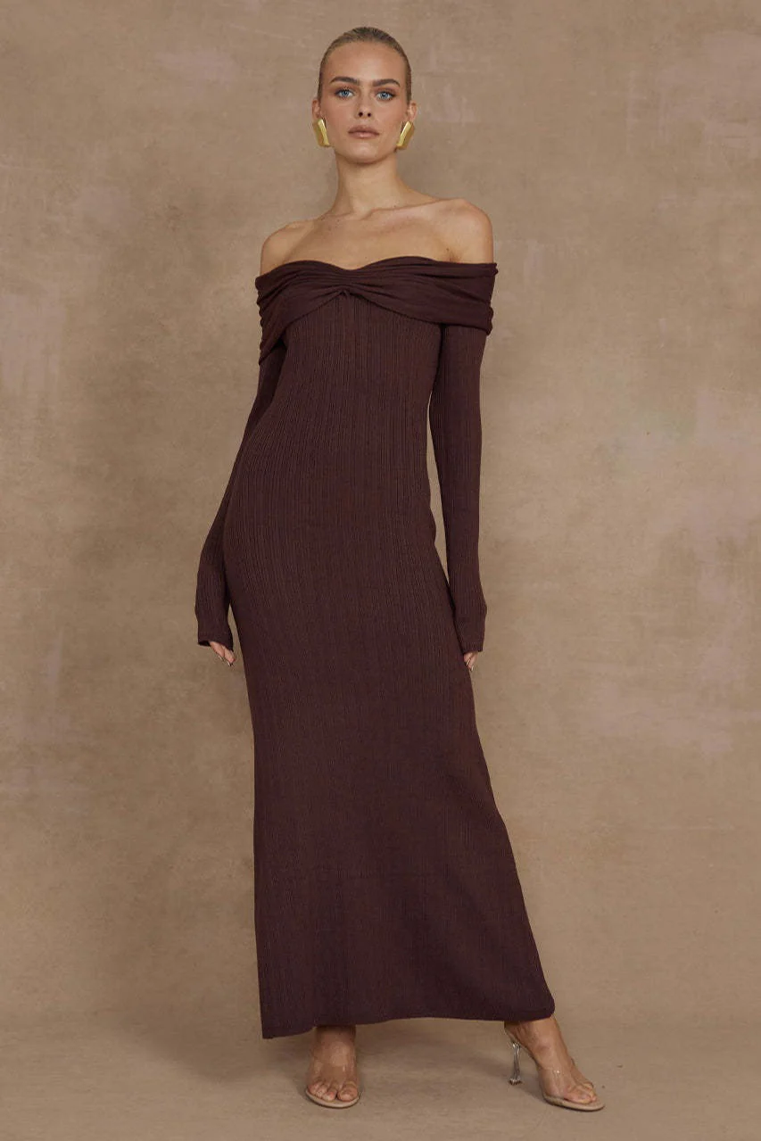Elegant Off Shoulder Knit Sweater Dress