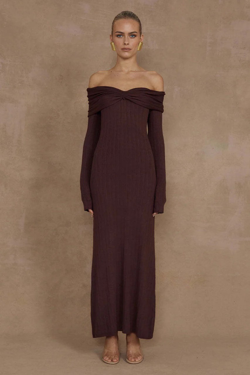 Elegant Off Shoulder Knit Sweater Dress - Image 2