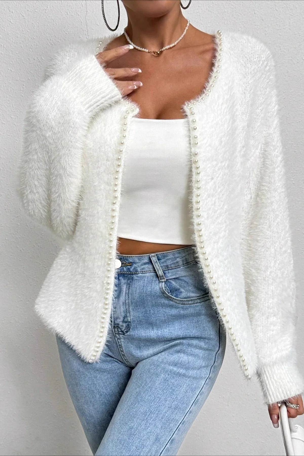 Elegant Pearl V-Neck Knit Sweate - Image 21