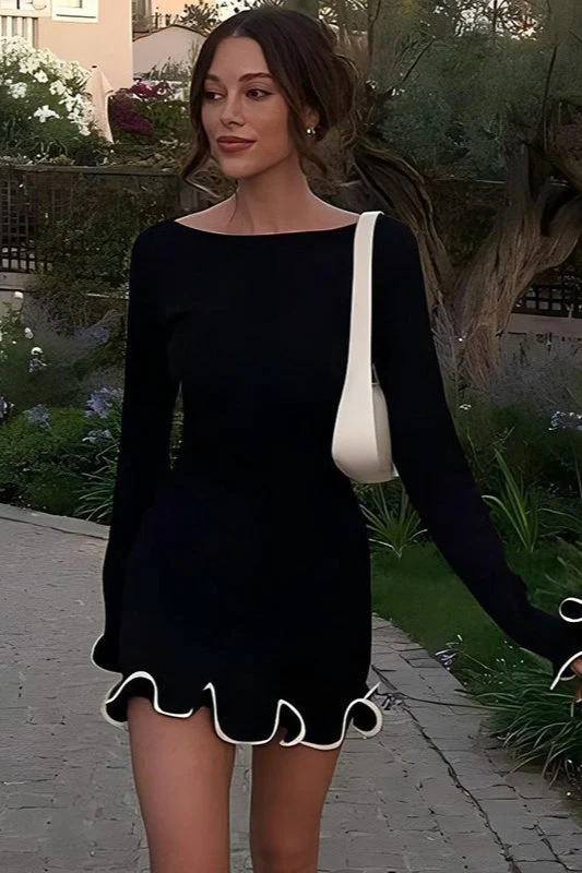 Elegant Round Neck Ruffle Cocktail Dress - Image 10