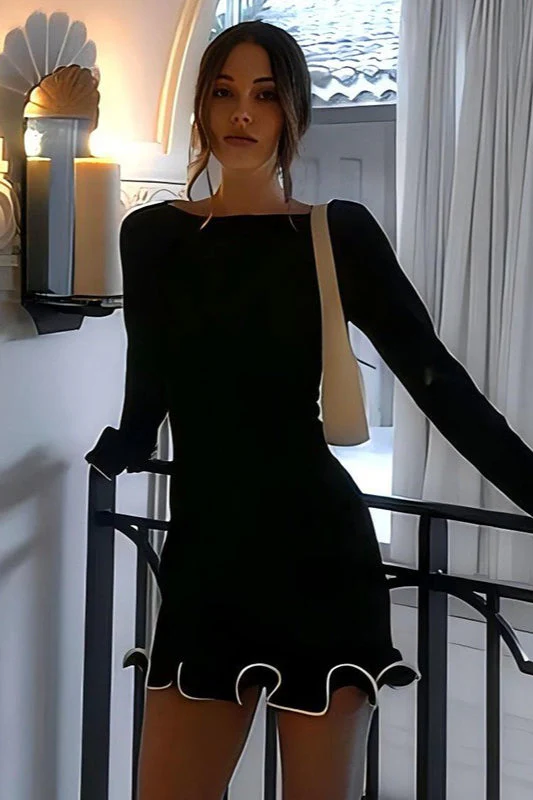 Elegant Round Neck Ruffle Cocktail Dress - Image 14
