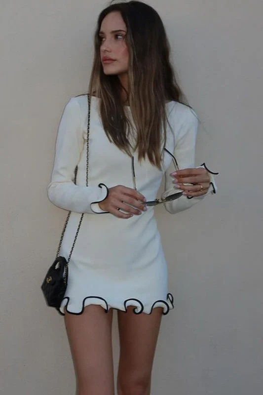 Elegant Round Neck Ruffle Cocktail Dress - Image 2