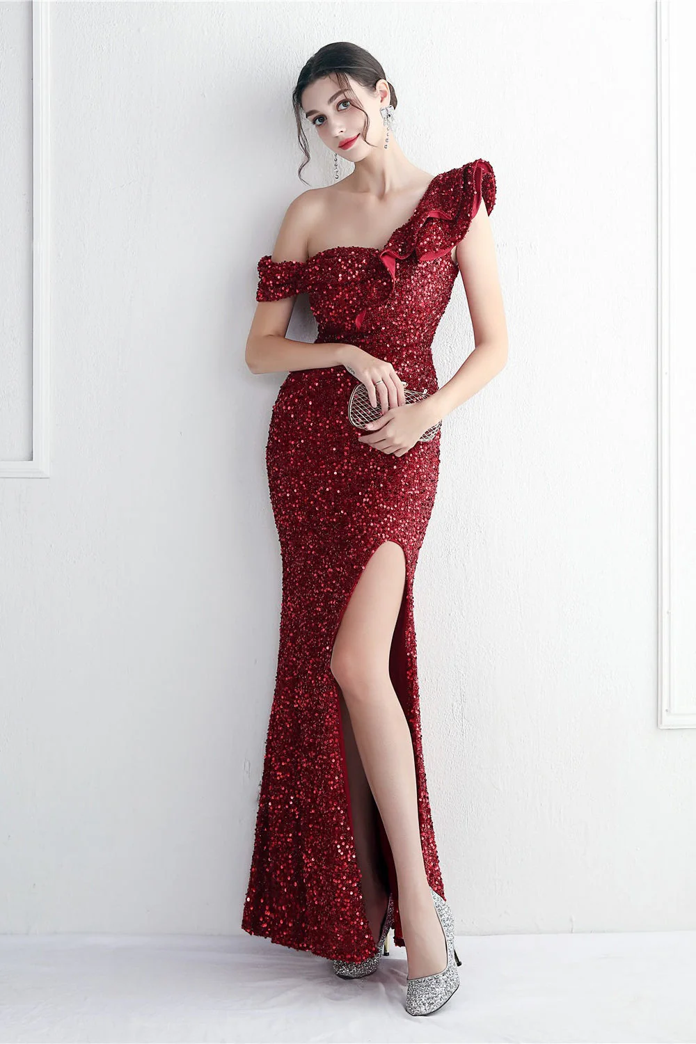 Embellished One Shoulder Mermaid Formal Dress - Image 14