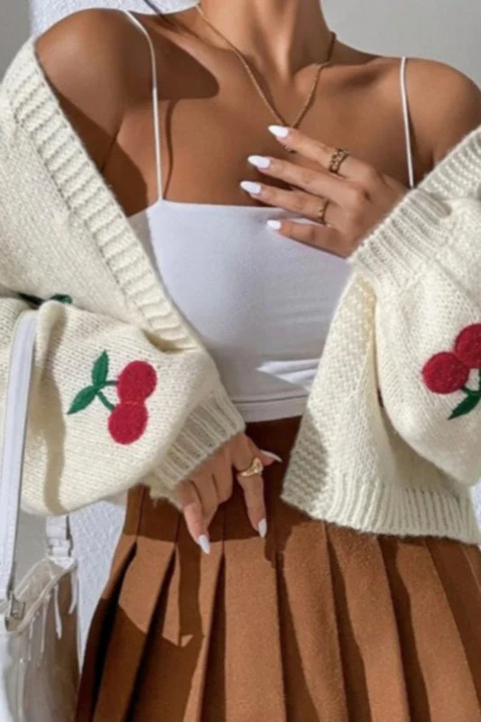 Embroidered Knit Open Front Sweater - Image 3