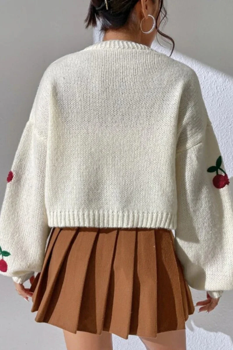 Embroidered Knit Open Front Sweater - Image 7