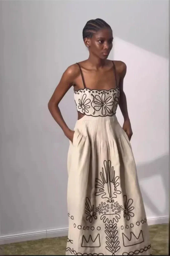 Embroidered Spaghetti Strap Boho Dress - Image 9