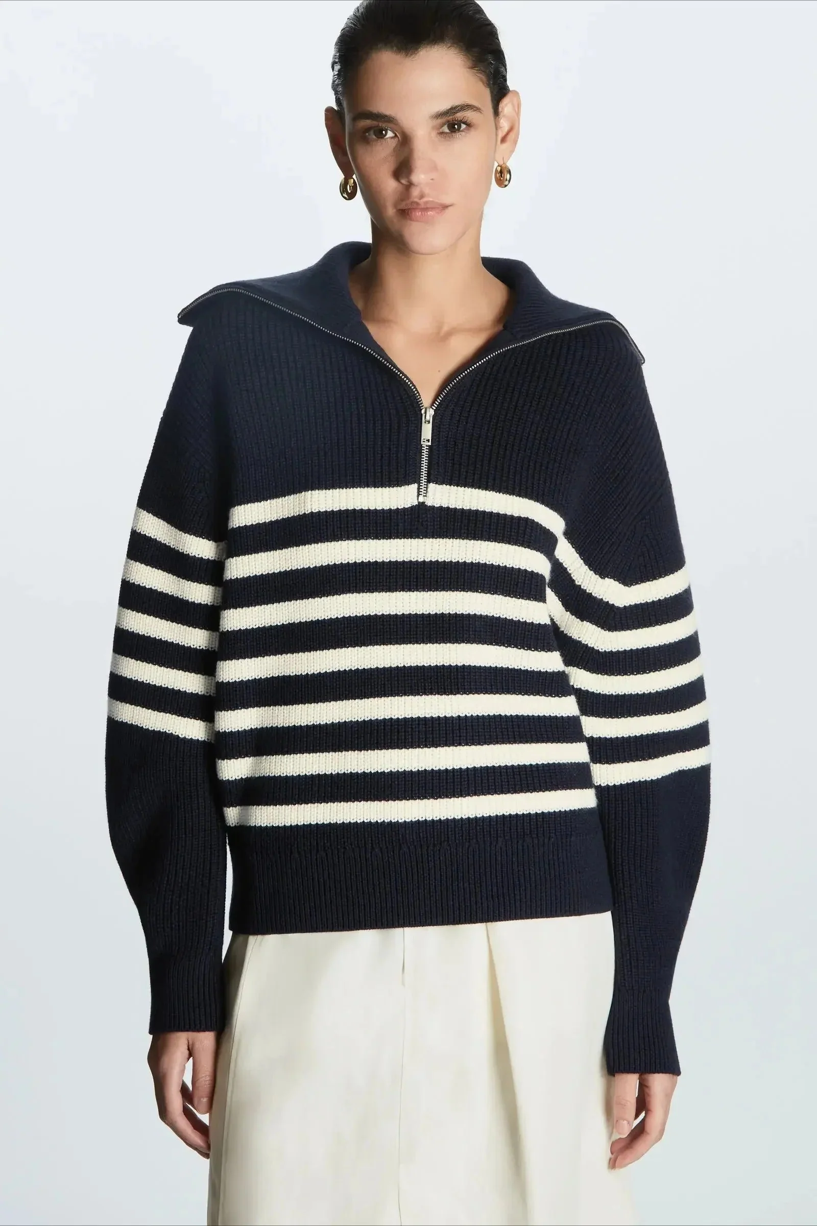 Fashion Wool Blend Open Collar Sweater