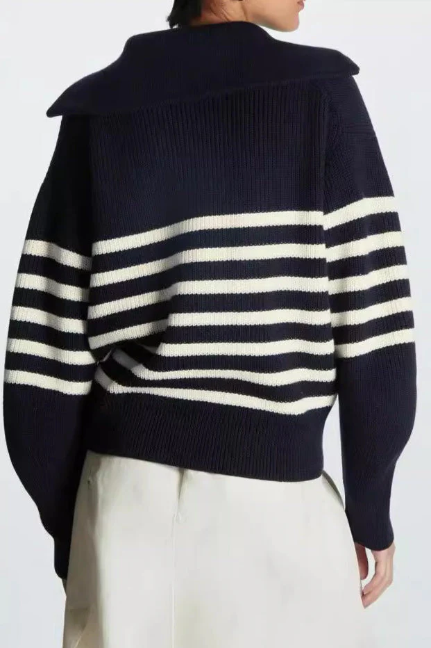 Fashion Wool Blend Open Collar Sweater - Image 10