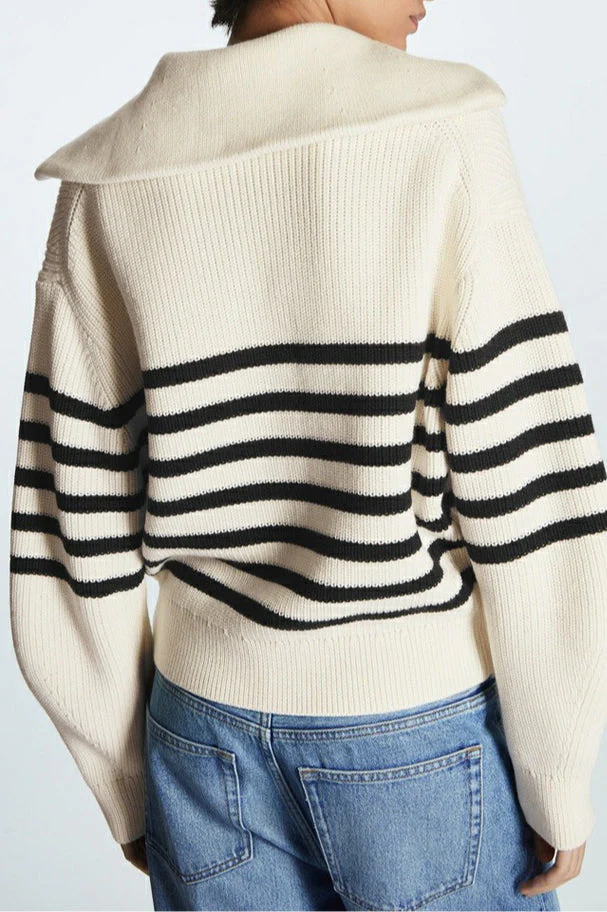 Fashion Wool Blend Open Collar Sweater - Image 14