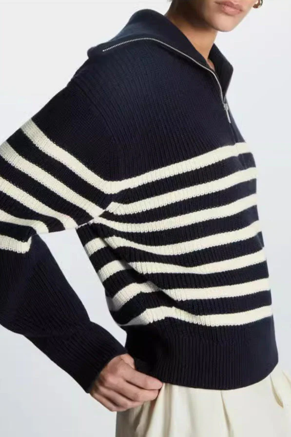 Fashion Wool Blend Open Collar Sweater - Image 3