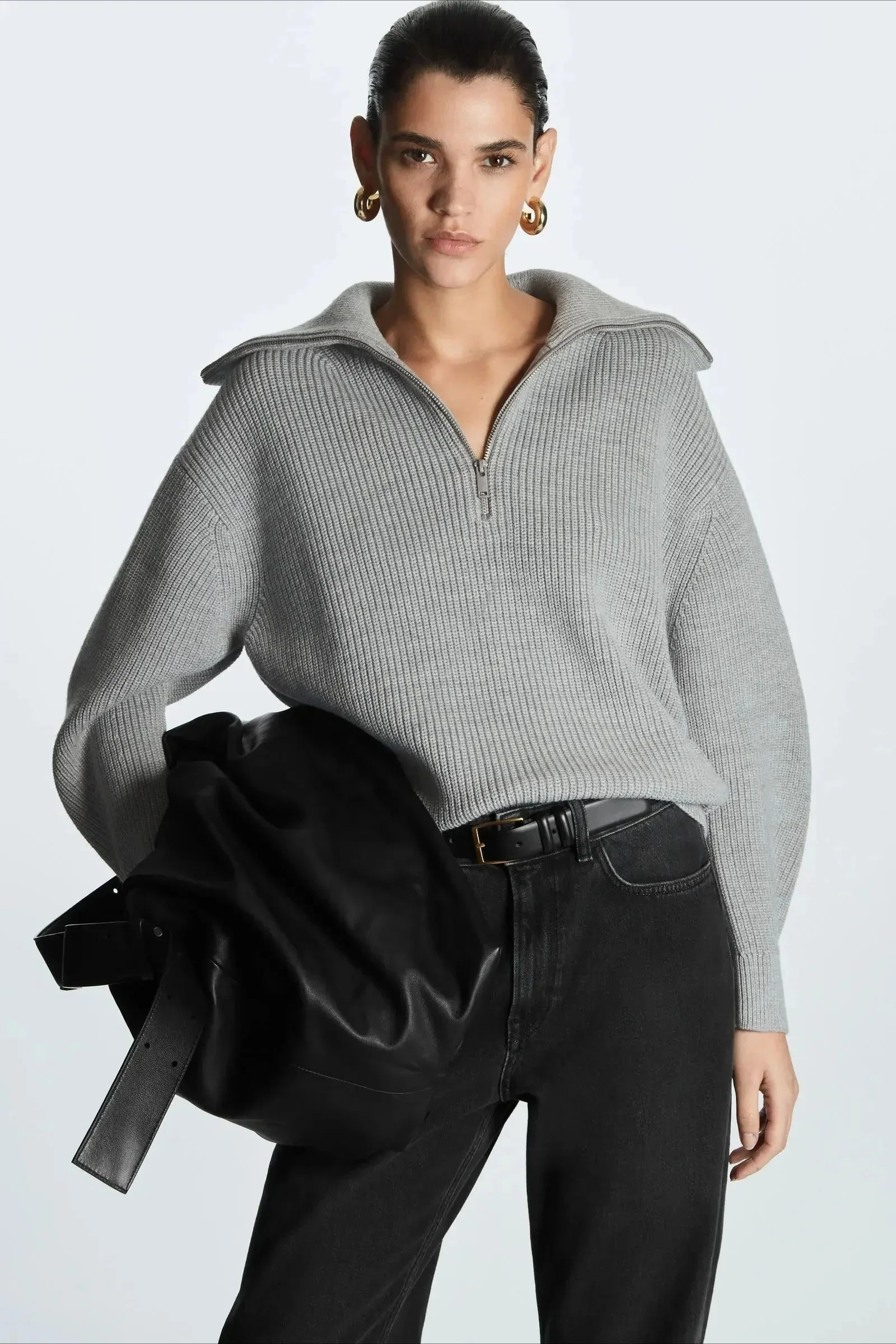 Fashion Wool Blend Open Collar Sweater - Image 9