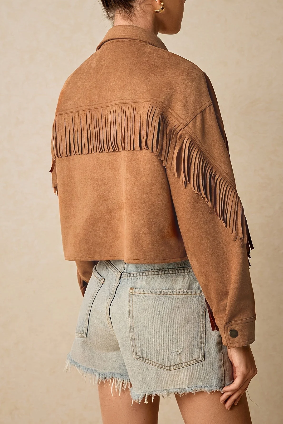 Fringe Trim Drop Shoulder Casual Jacket - Image 5