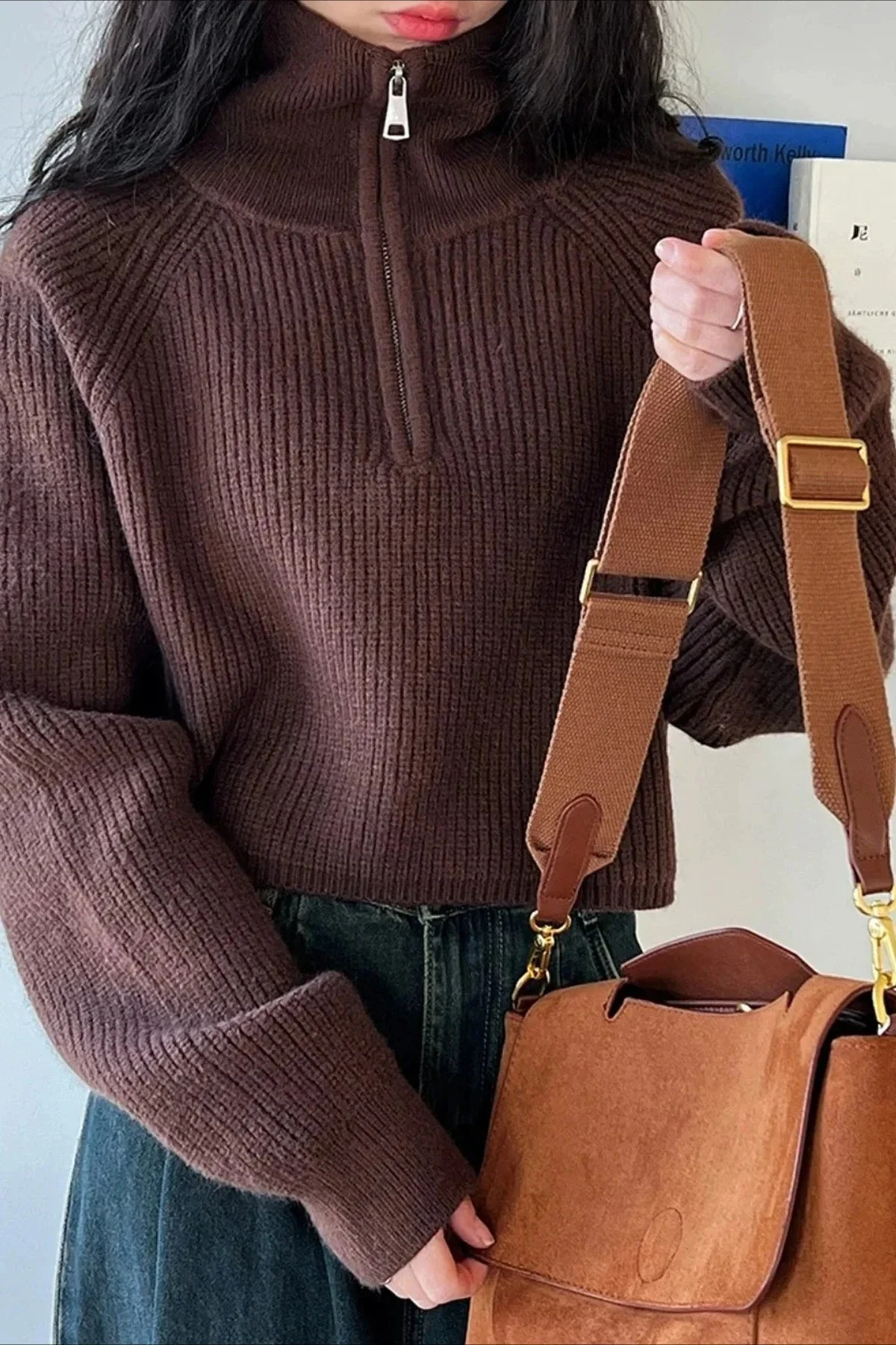 Half Zip Knit Turtleneck Sweater - Image 10