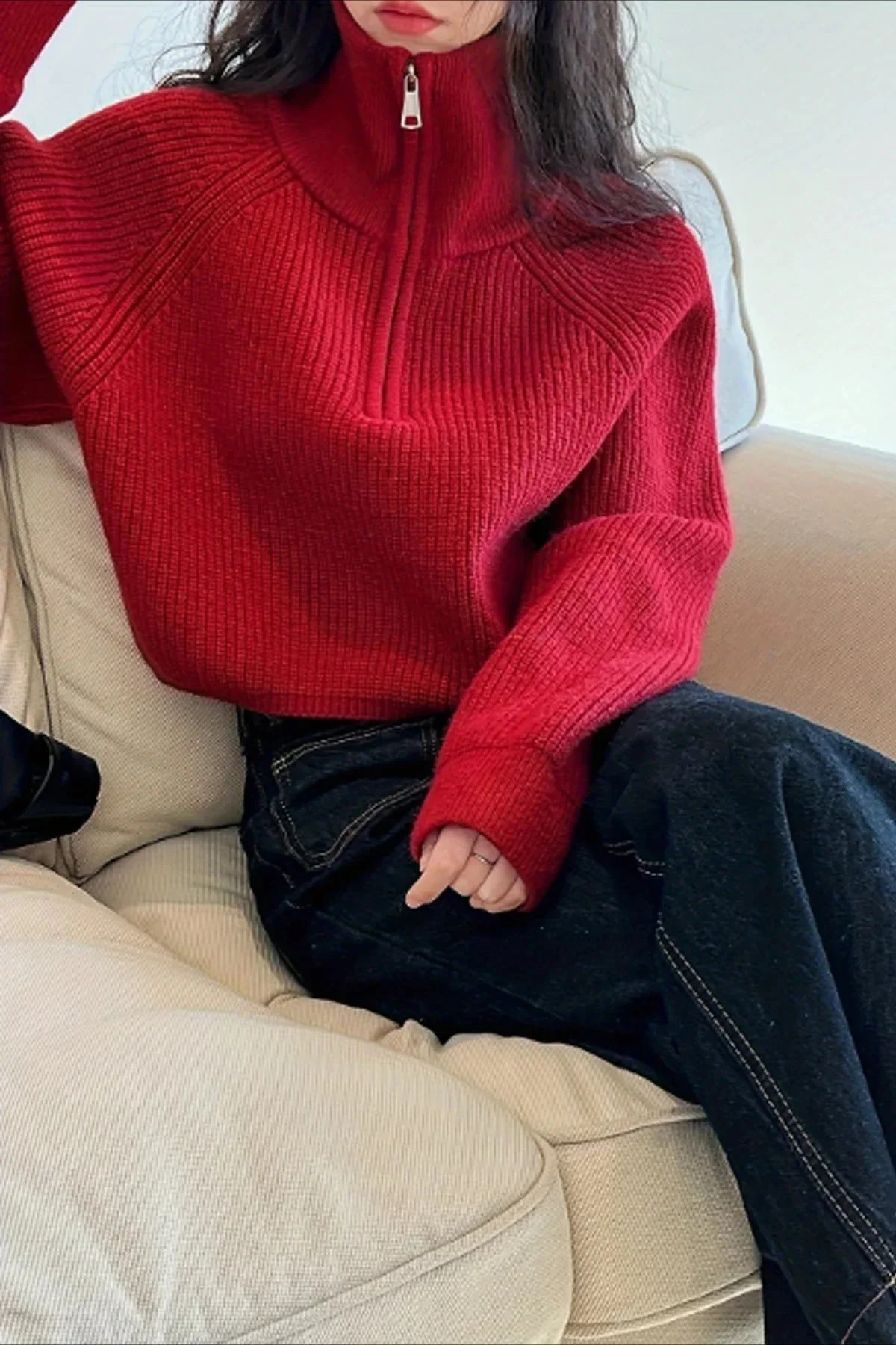 Half Zip Knit Turtleneck Sweater - Image 25