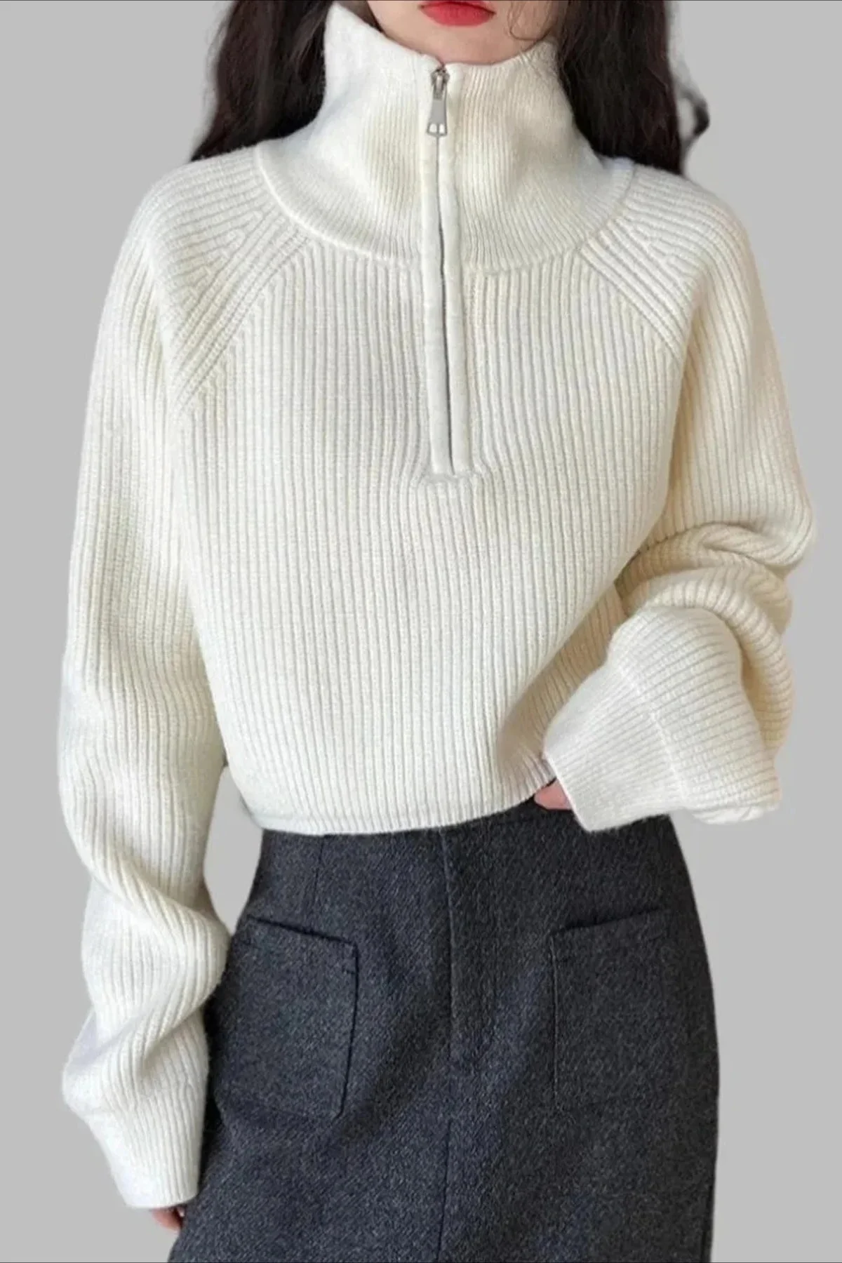 Half Zip Knit Turtleneck Sweater - Image 28