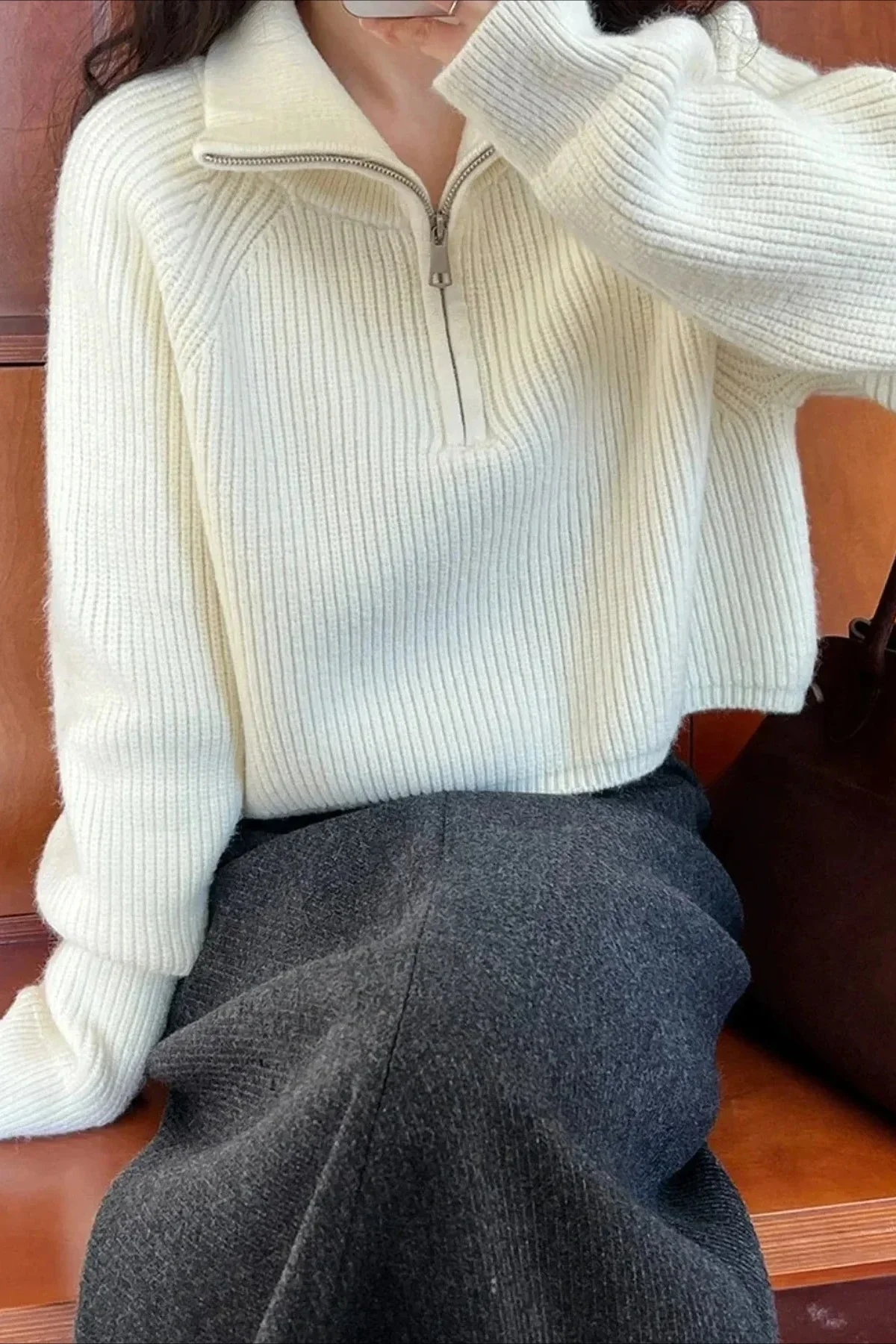 Half Zip Knit Turtleneck Sweater - Image 3