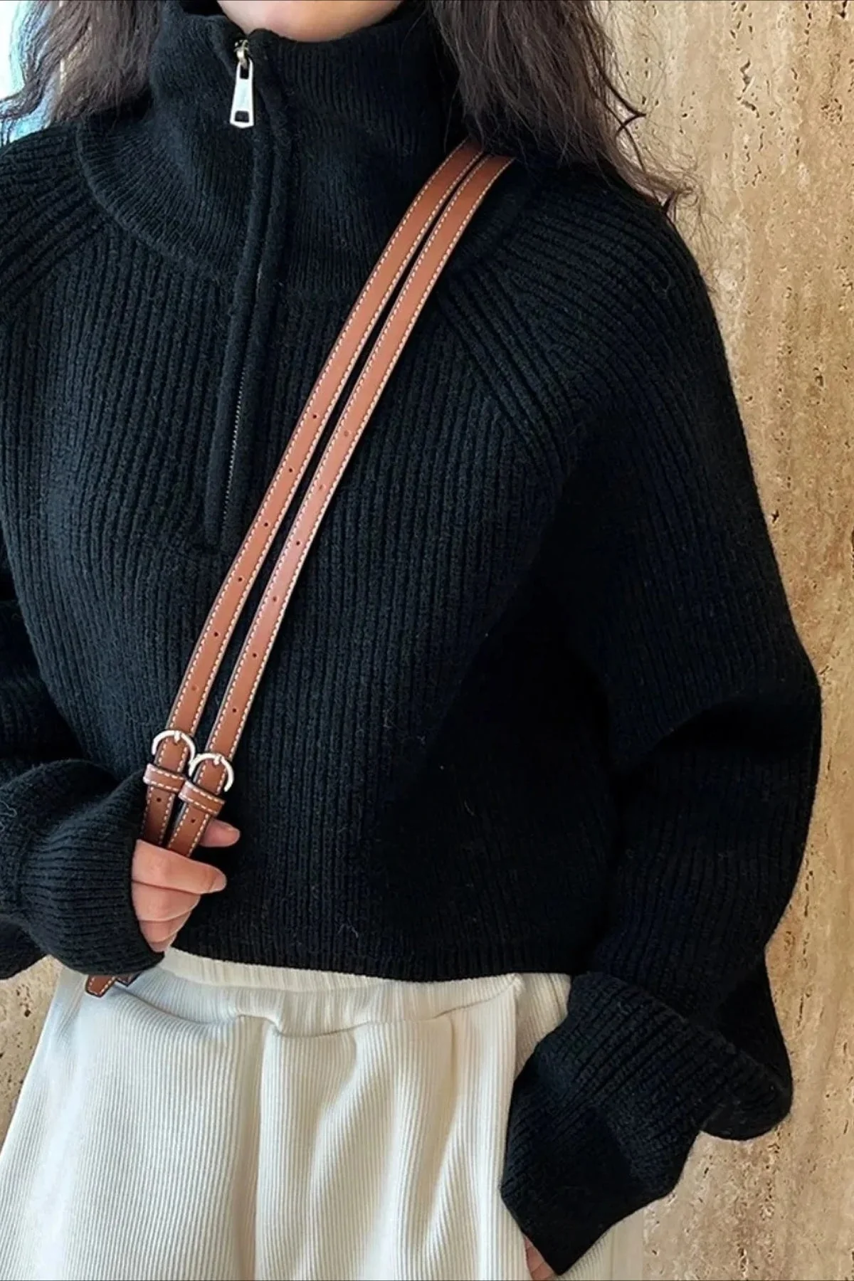 Half Zip Knit Turtleneck Sweater - Image 7