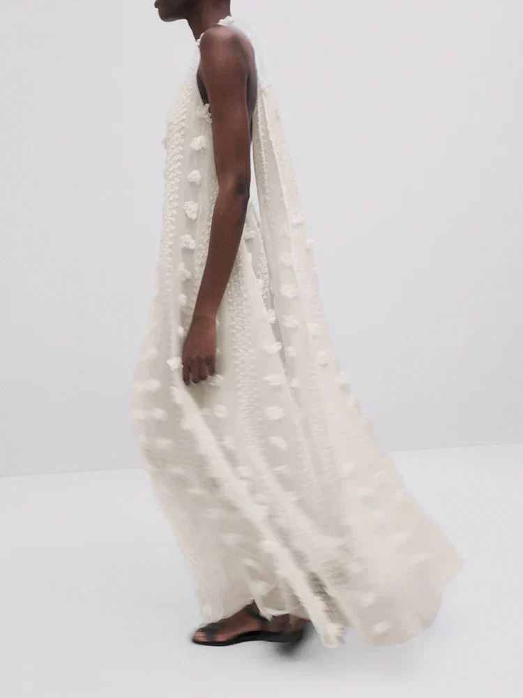 Halter Floral Mesh Patchwork Boho Dress - Image 2