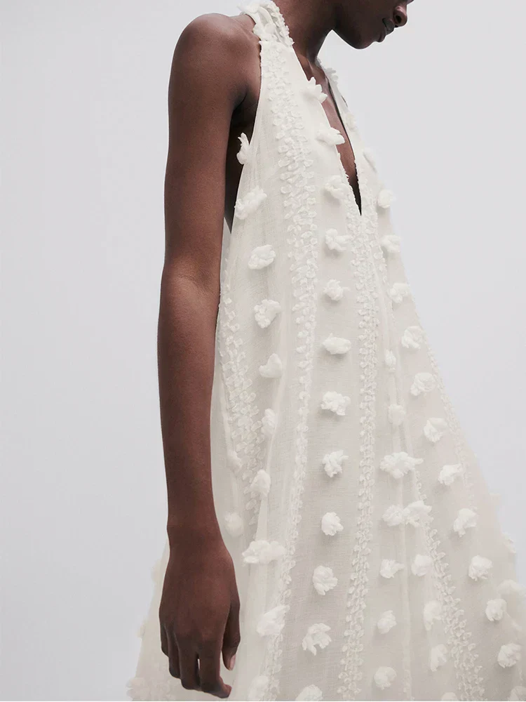 Halter Floral Mesh Patchwork Boho Dress - Image 3