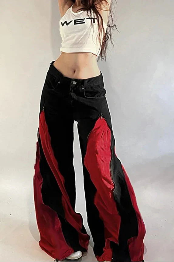 Harajuku Patchwork Wide Fit Jeans - Image 11
