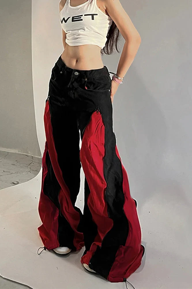 Harajuku Patchwork Wide Fit Jeans - Image 12