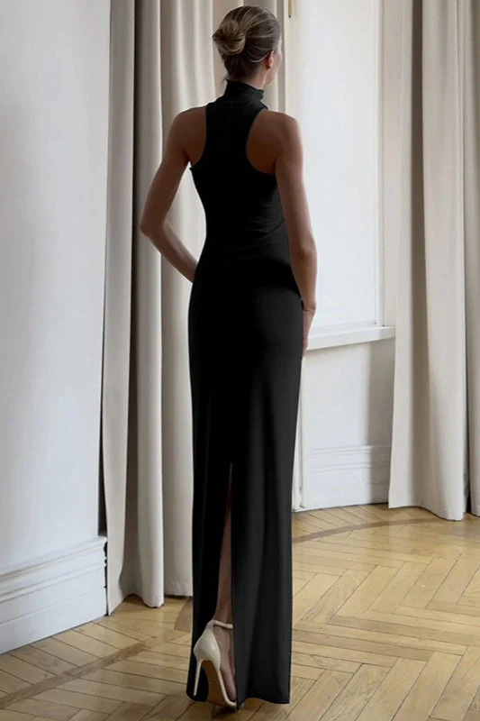High Neck Sleeveless Slit Formal Dress - Image 4