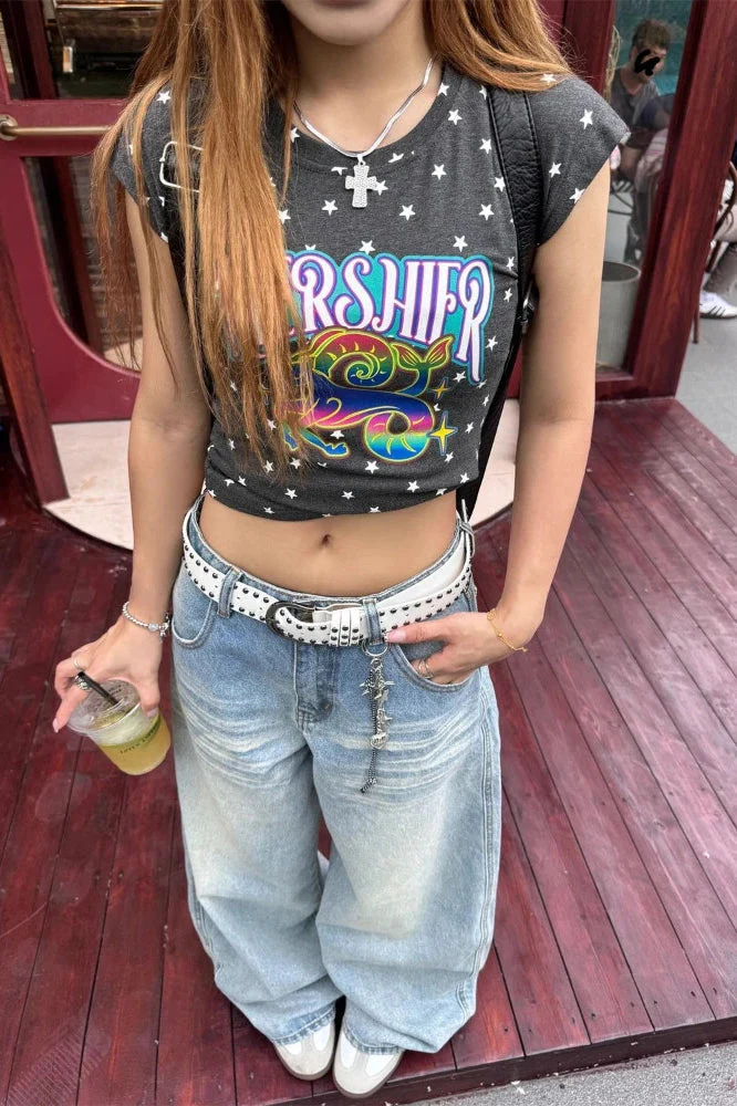 High Waist Embroidered Wide Leg Jeans - Image 5