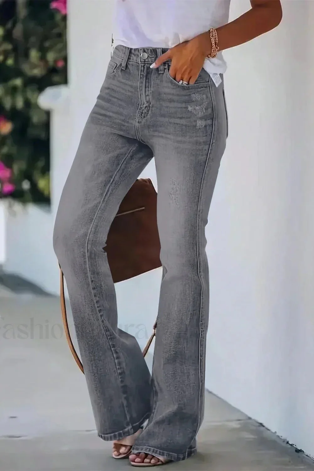 High Waist Flared Denim Jeans - Image 24