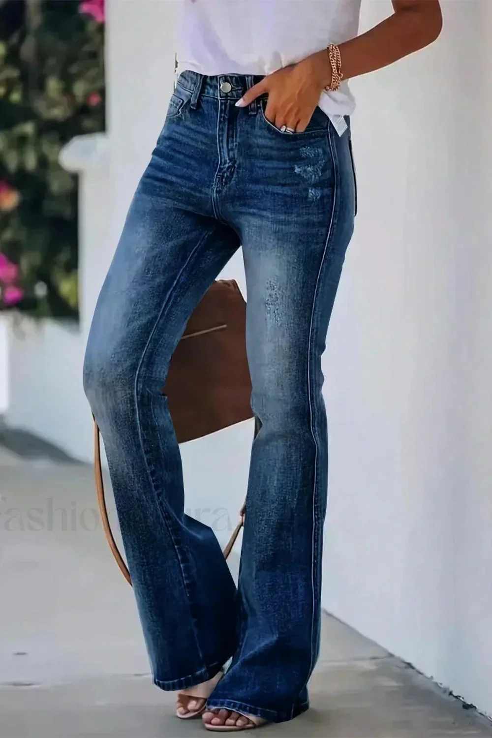 High Waist Flared Denim Jeans - Image 26