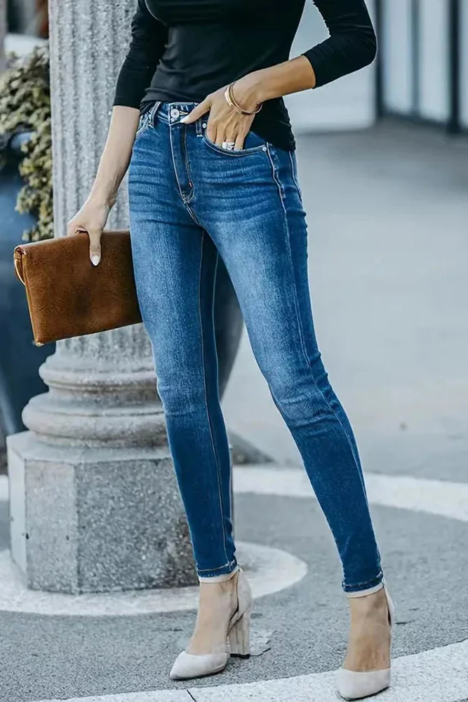 High Waist Skinny Pencil Jeans - Image 2