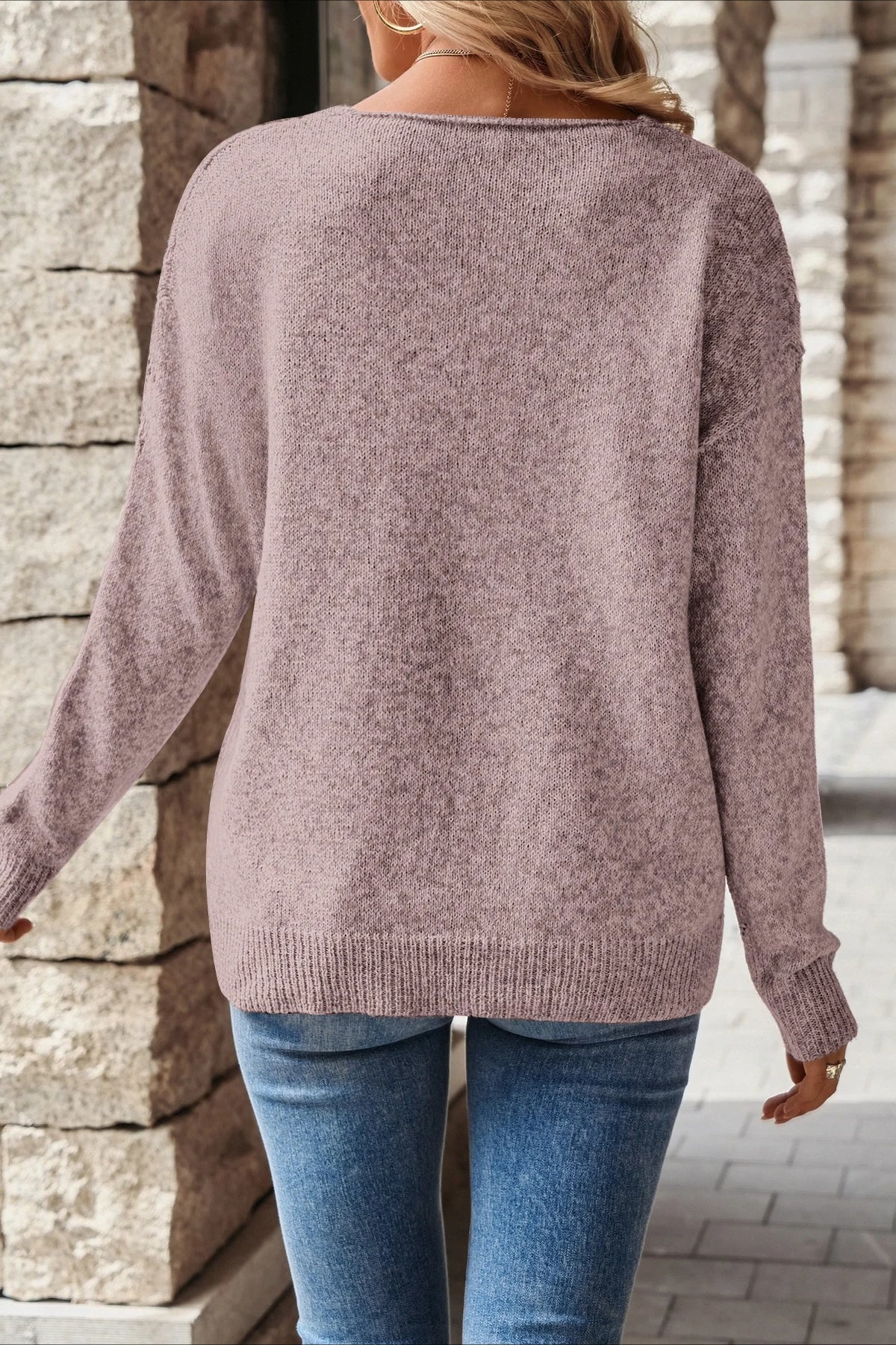 Hollow Knit Loose Pullover Sweater - Image 12