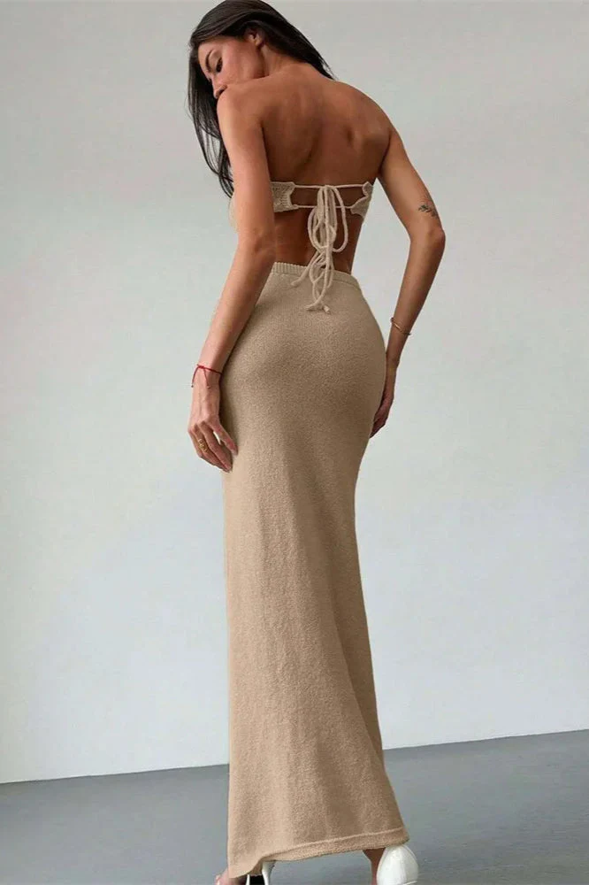 Knit Floral Patchwork Tube Top Boho Dress - Image 21