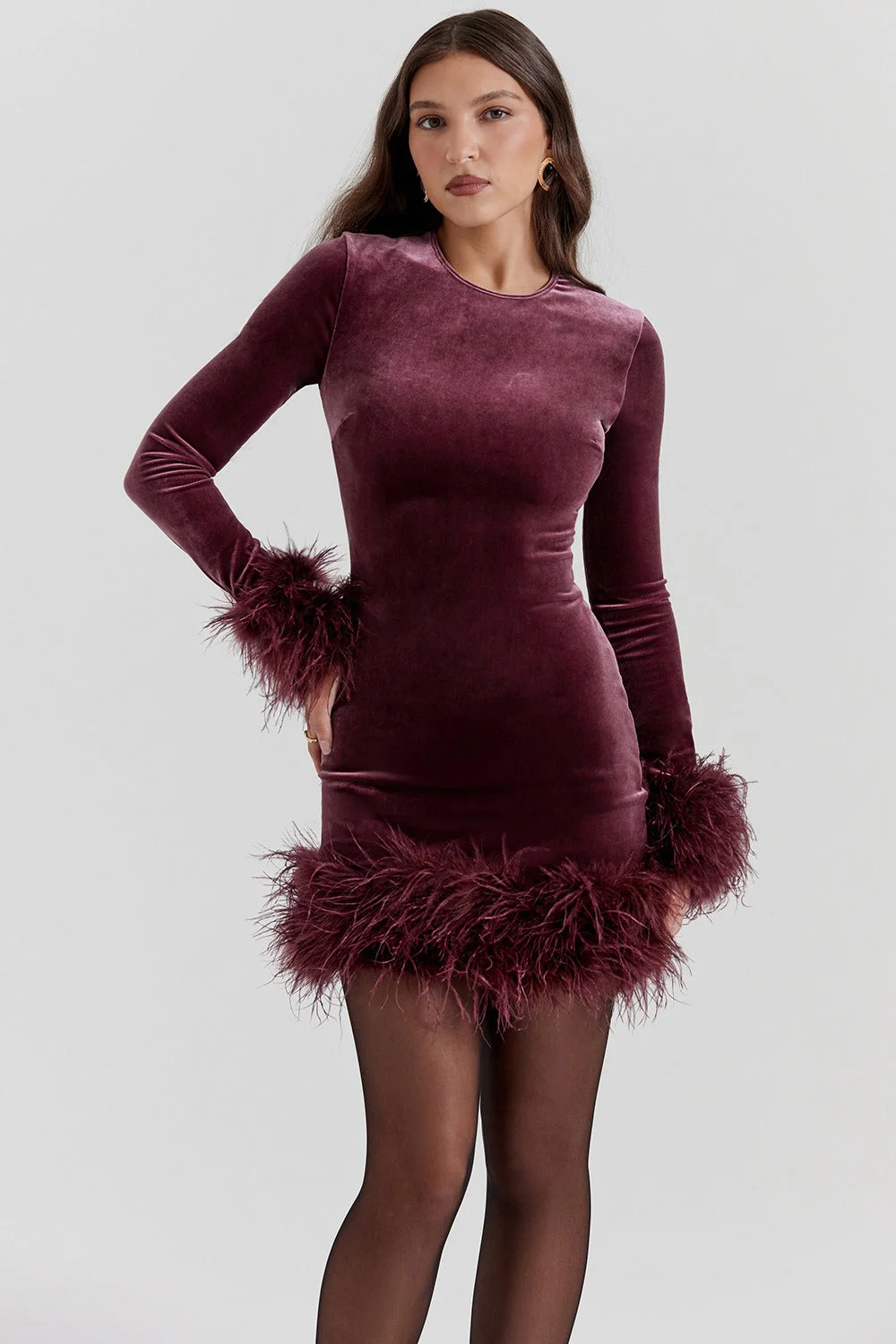Knit Fuzzy Cuff Hem Cocktail Dress - Image 5